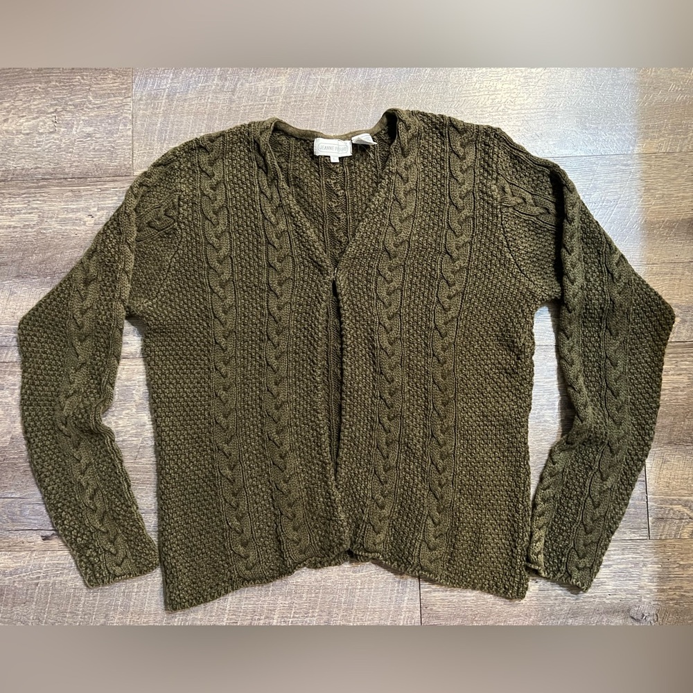 JEANNE PIERRE Olive Green Women's Cardigan